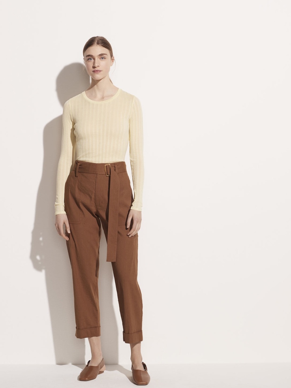 VINCE Belted Linen Pants